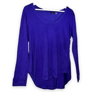 NEW Dex Royal Blue Long Sleeve Tunic Scoop Neckline Modal Top Womenโs Size Large